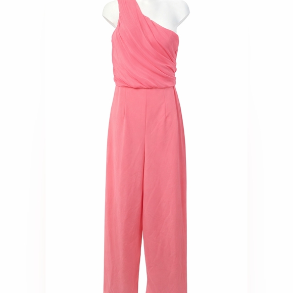 Love By Design One Shoulder Pink Wide Leg Jumpsuit Romper Sz Medium - Picture 2 of 8